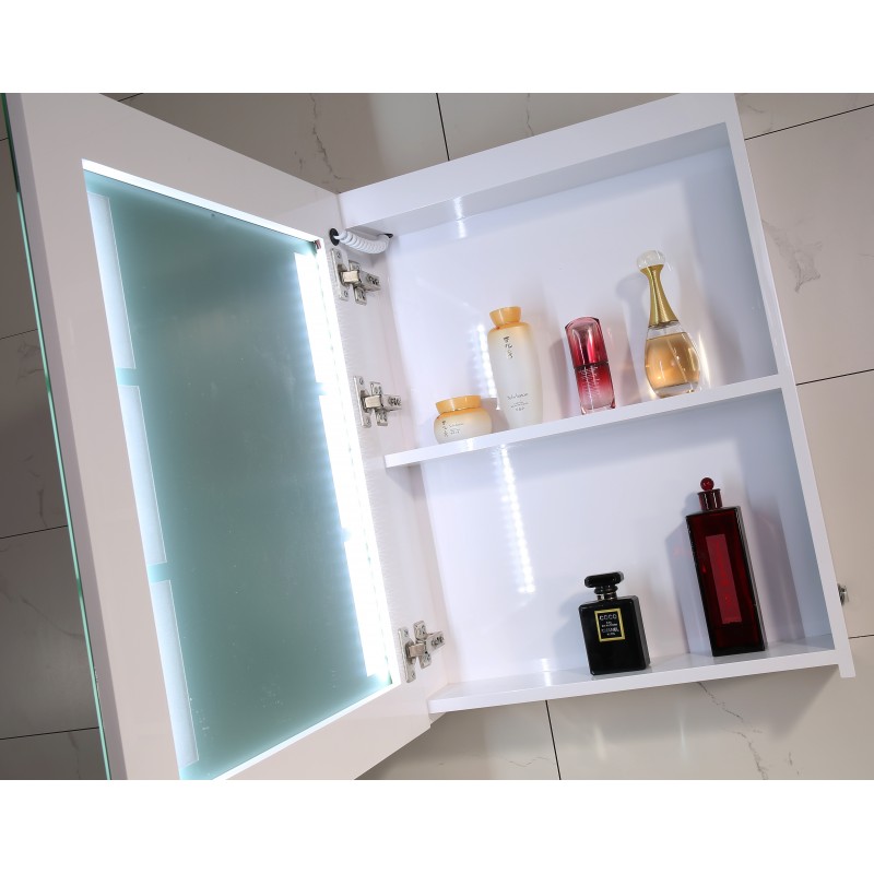 Огледален PVC шкаф с LED осветление, 50*15*65см, Панти Soft close