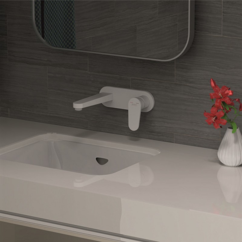 INTERCERAMIC Месингов смесител за умивалник за вграждане, бял мат